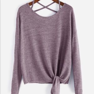 Drop Shoulder Crossover Tie Front Top